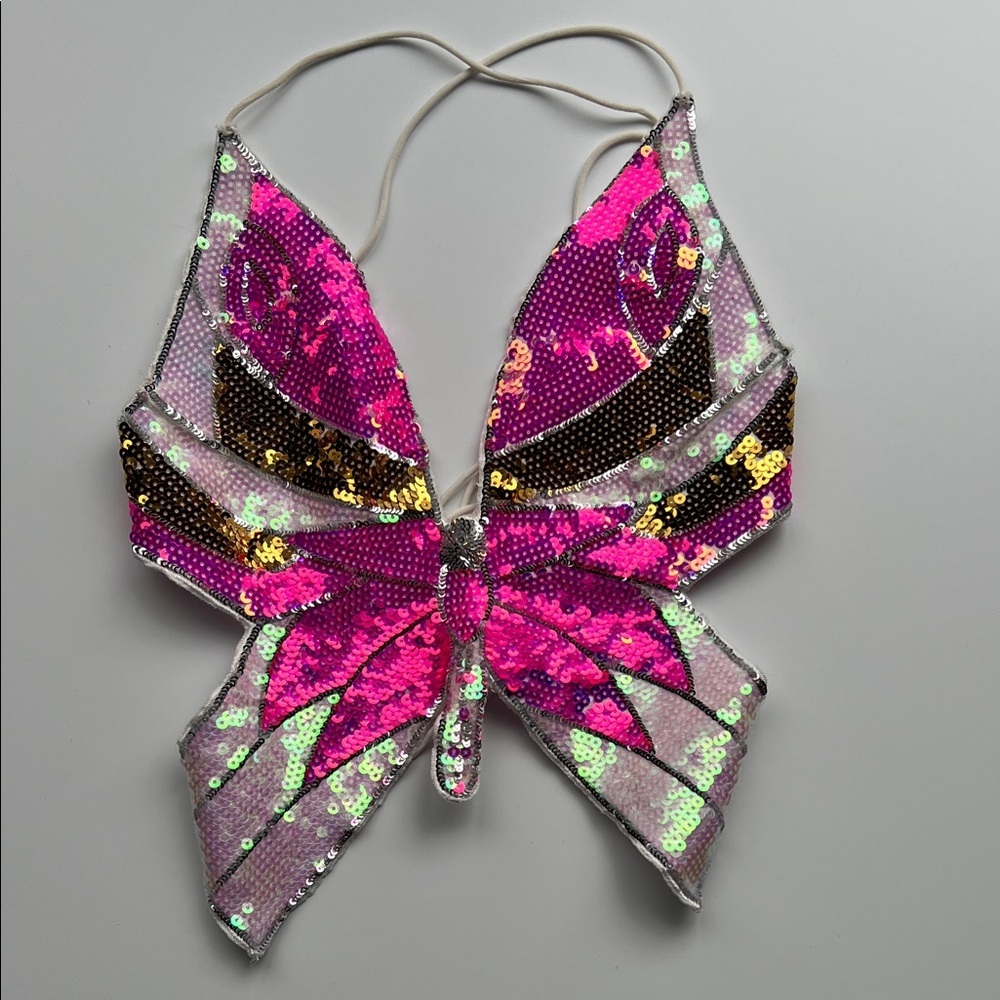Sequin Butterfly Top in Pink and Purple